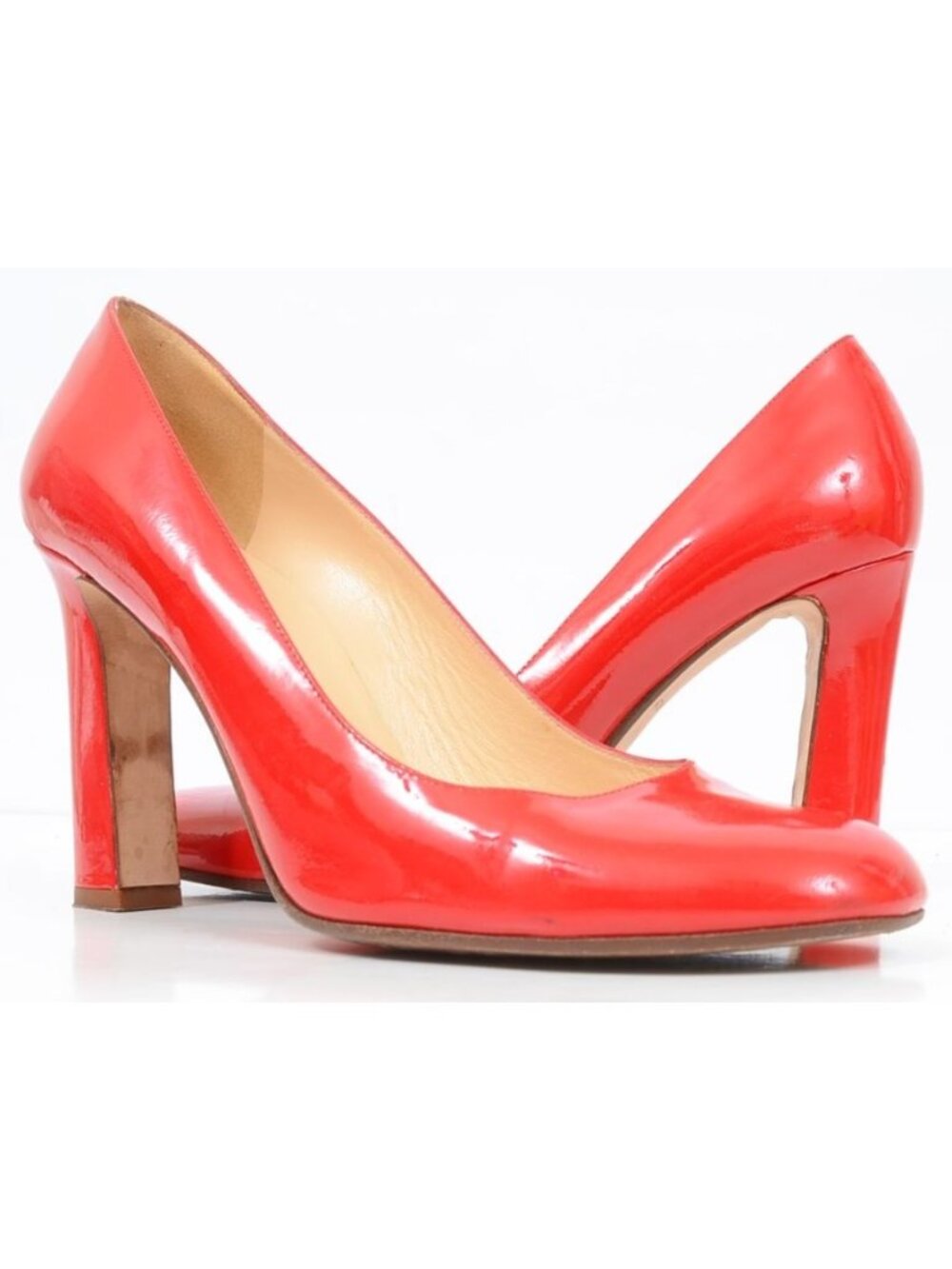 Kate Spade Women's 10B Shiny Red Patent Leather Pumps Round Toe Heels Rockabilly
